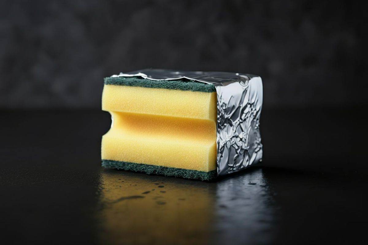 Avvolgere spugna nella carta stagnola