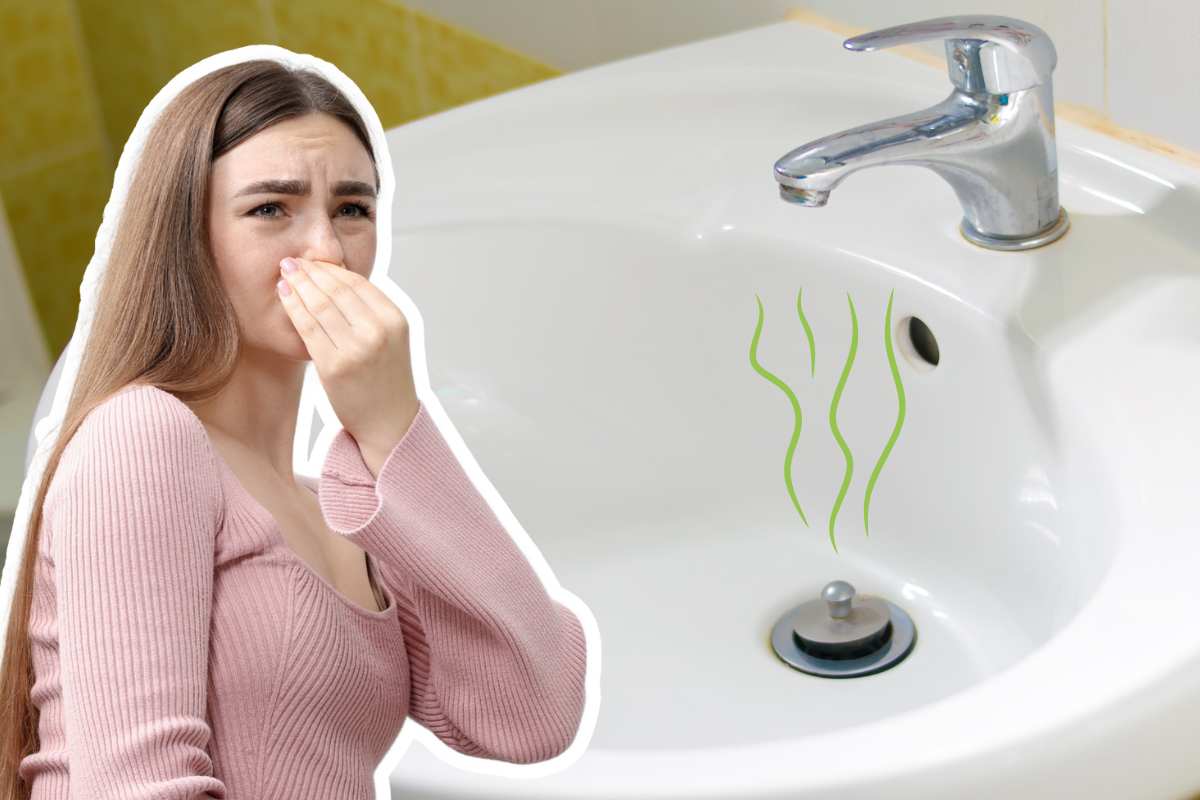 donna naso chiuso lavandino odore