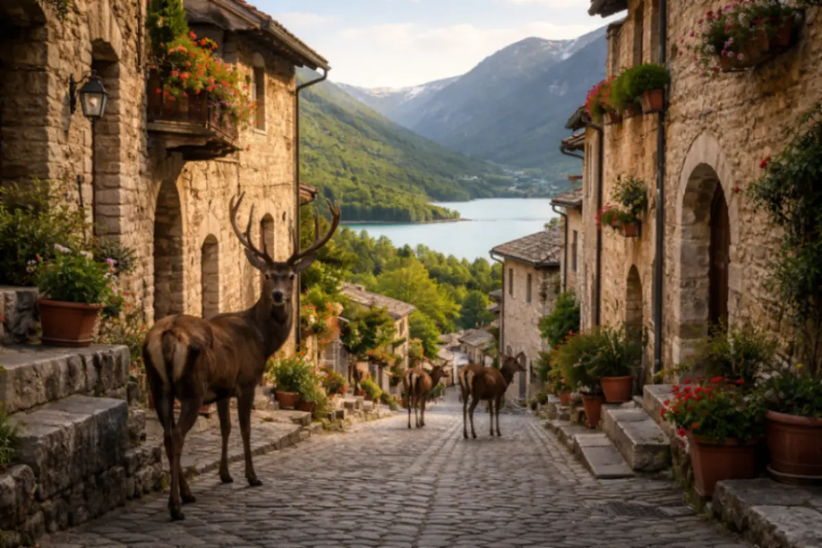 Cervi nel borgo