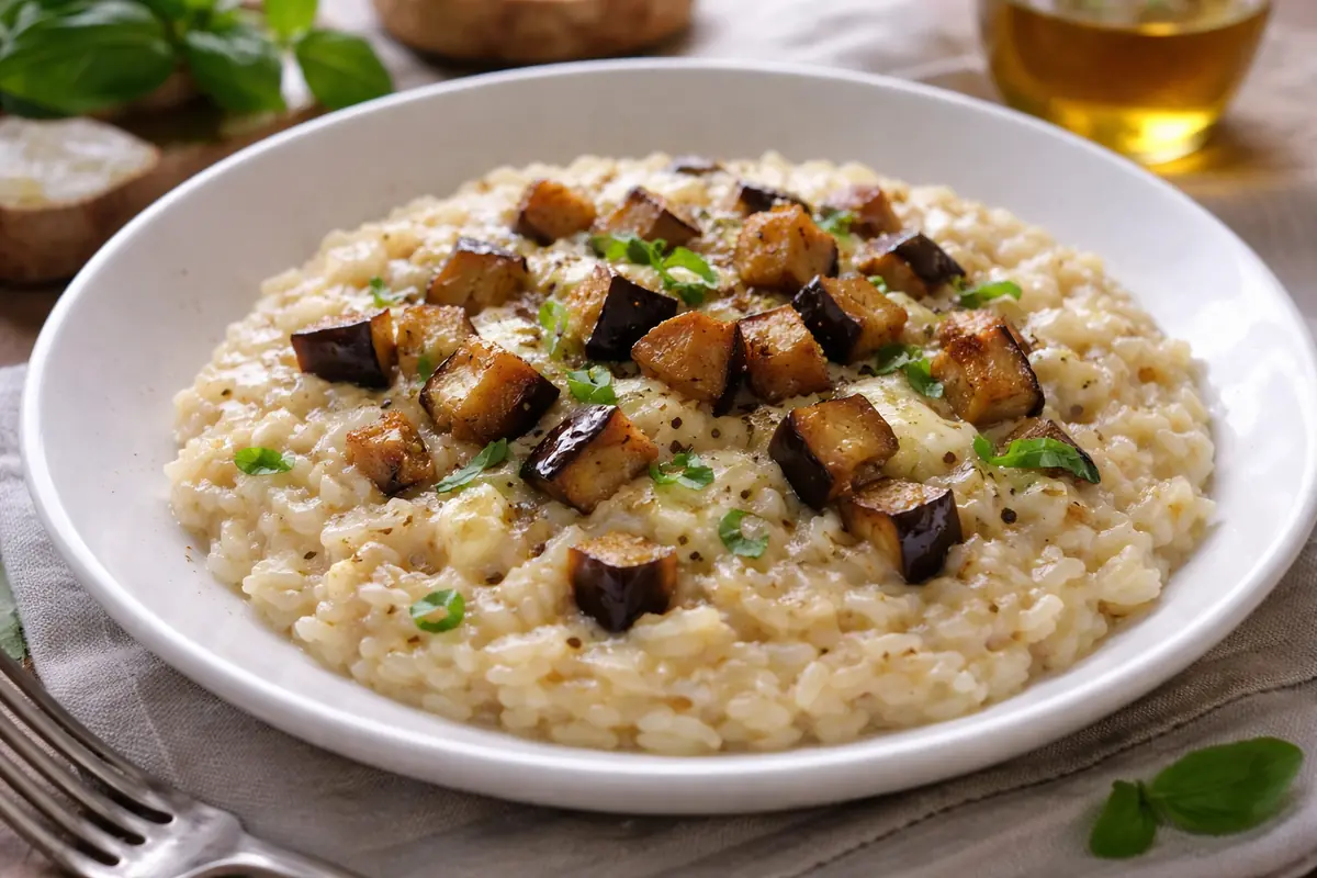 Risotto con melanzane e provola