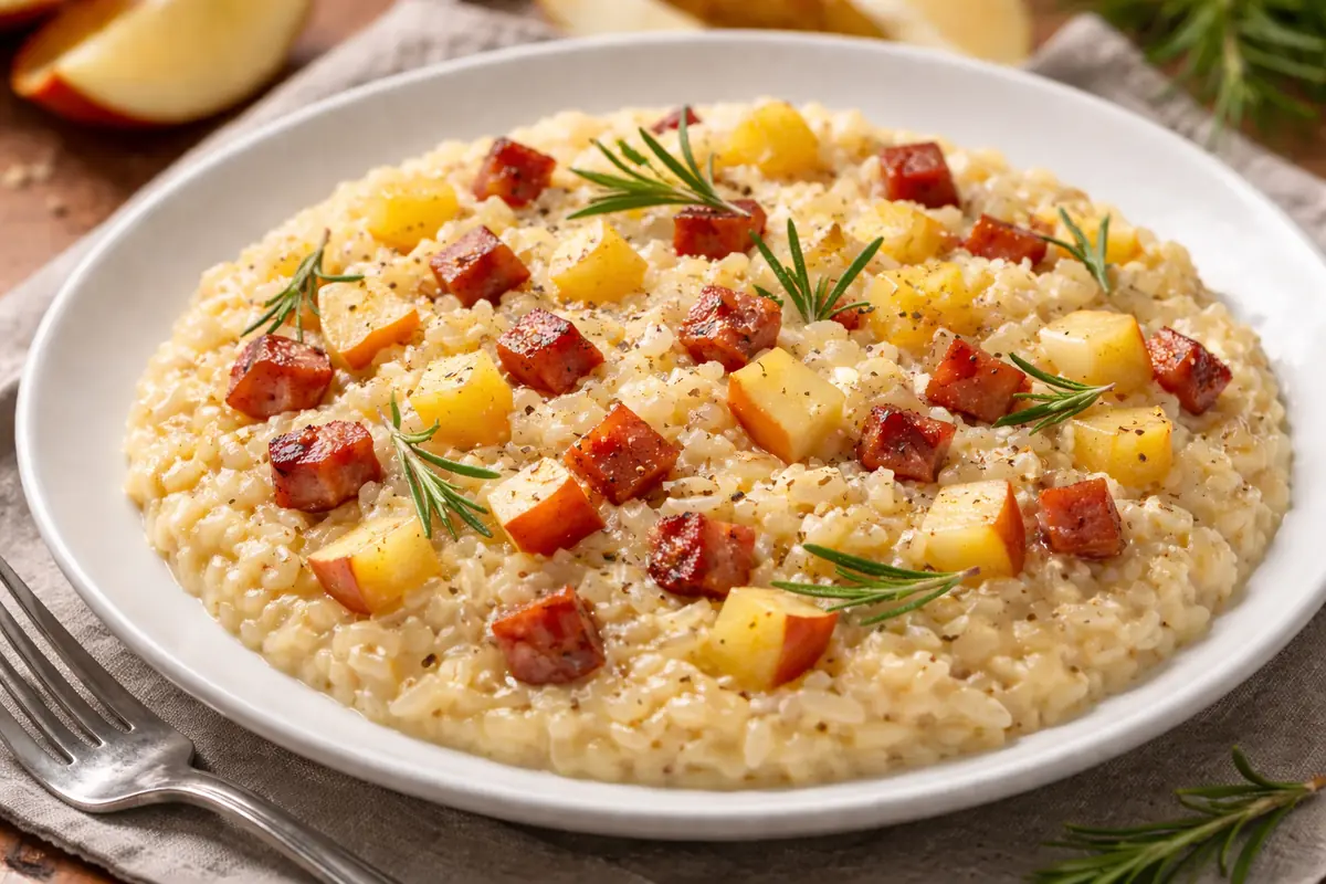 Risotto con mele e speck