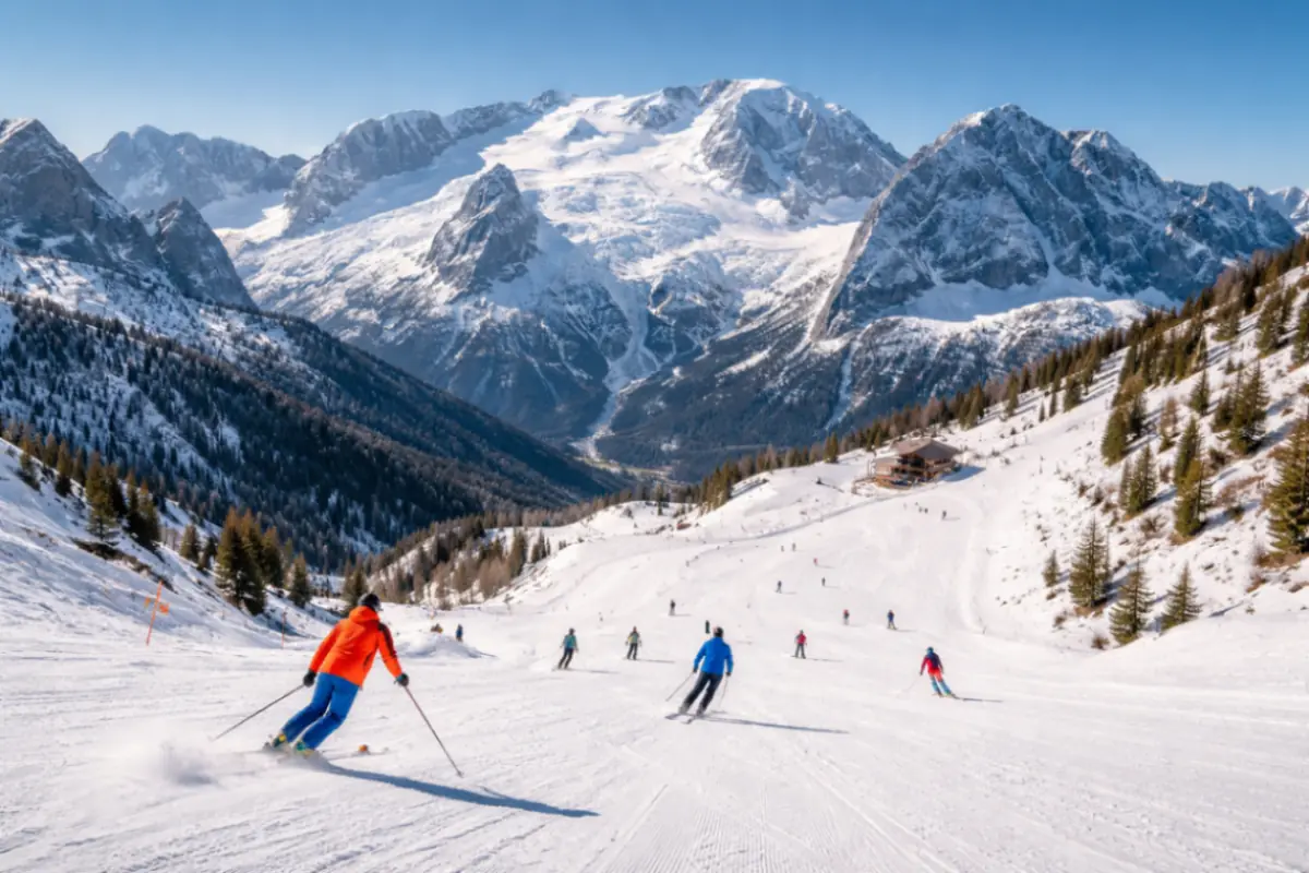 Sciatori al Passo San Pellegrino
