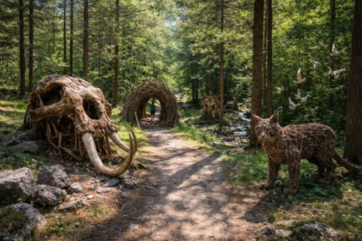 Sculture di legno nel bosco
