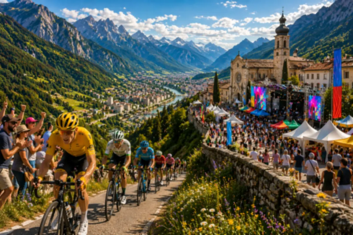 Corsa e festa nella valle alpina