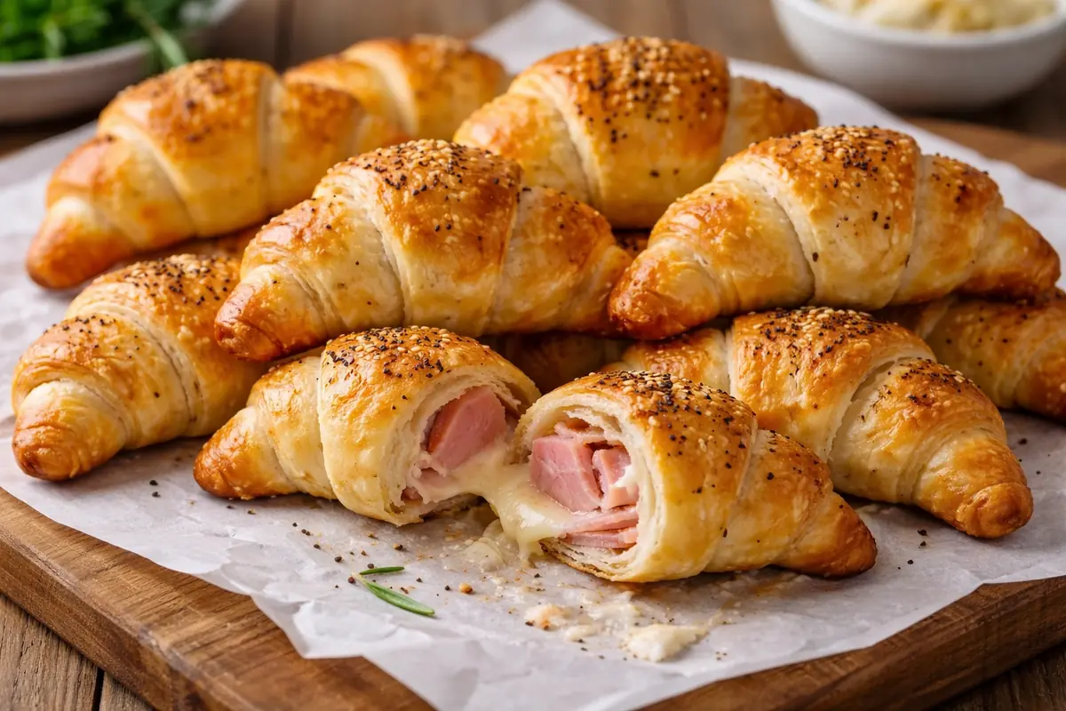Mini croissant salati con prosciutto e grana