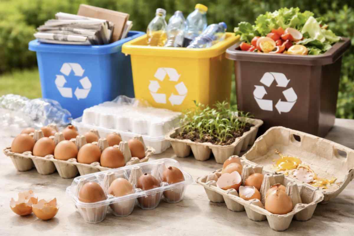Non tutti i contenitori delle uova sono uguali, e soprattutto non vanno smaltiti nello stesso modo. A fare la differenza sono due fattori: il materiale